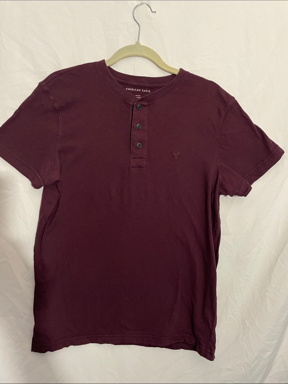 American Eagle Outfitters Men’s Short Sleeve Henley - Maroon/Burgundy